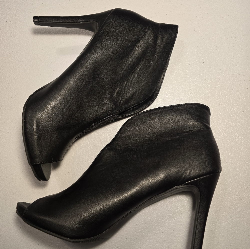 Black open toe high heels